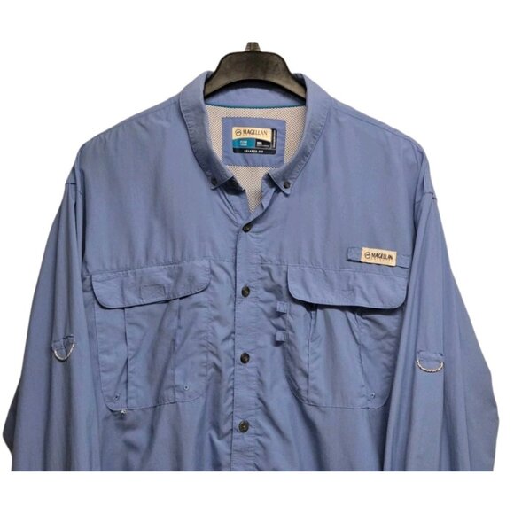 Magellan Mens 2X Laguna Madre Shirt Light Blue Vented Fishing Outdoor Hiking - Picture 4 of 7